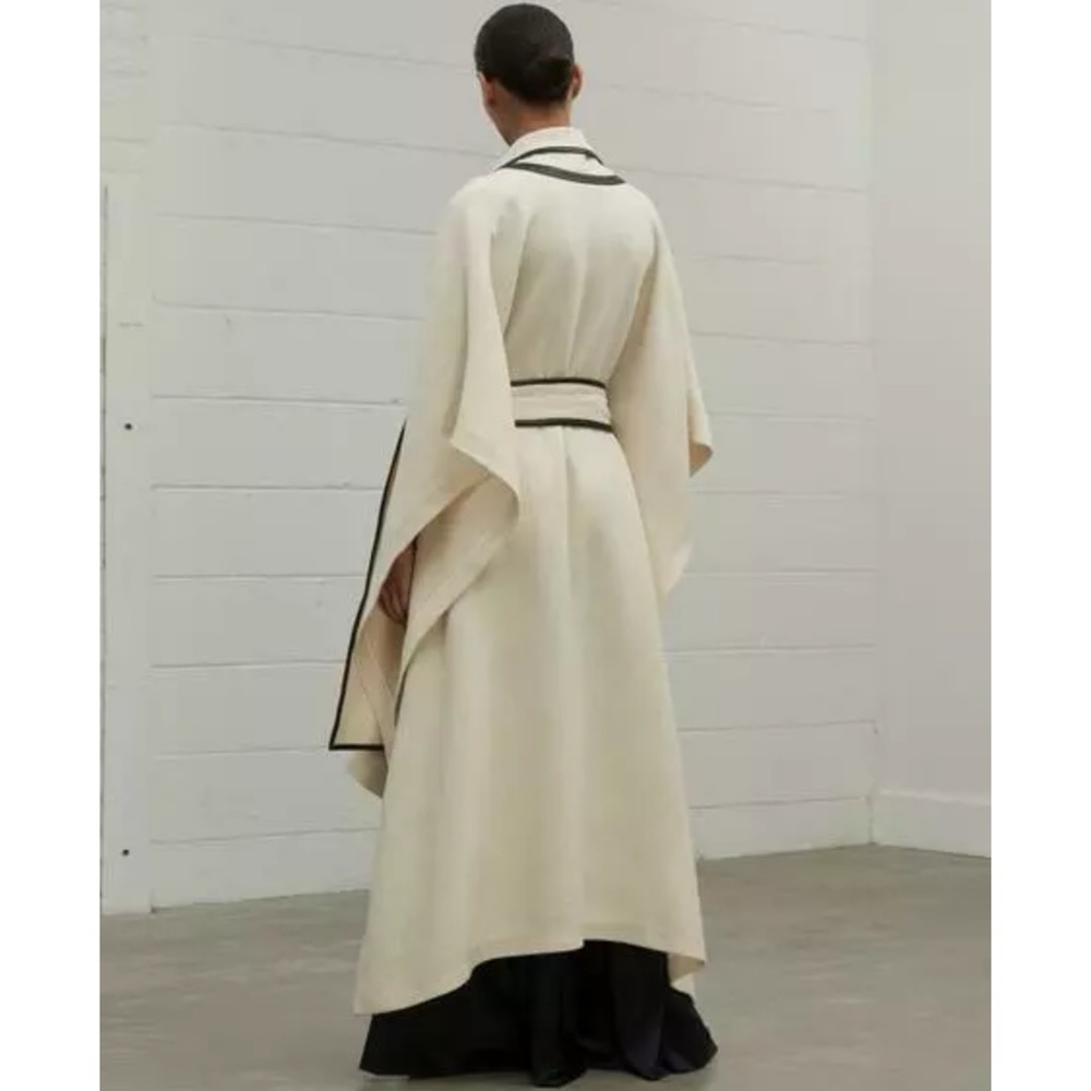 ROSETTA GETTY Cotton Wool Leather Scarf Cape Topper Coat Jacket S,M,L - Picture 2 of 13
